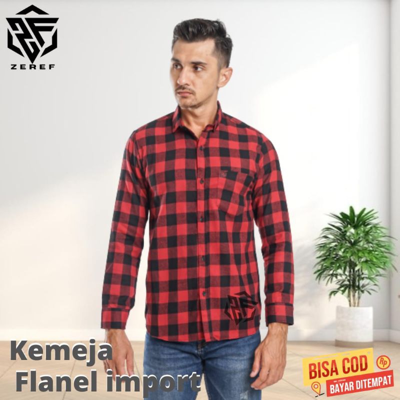 Baju Kemeja Hem Flanel Kotak Kotak Lengan Panjang Laki Laki Pria Trend Terbaru Pakaian Atasan Hem Km