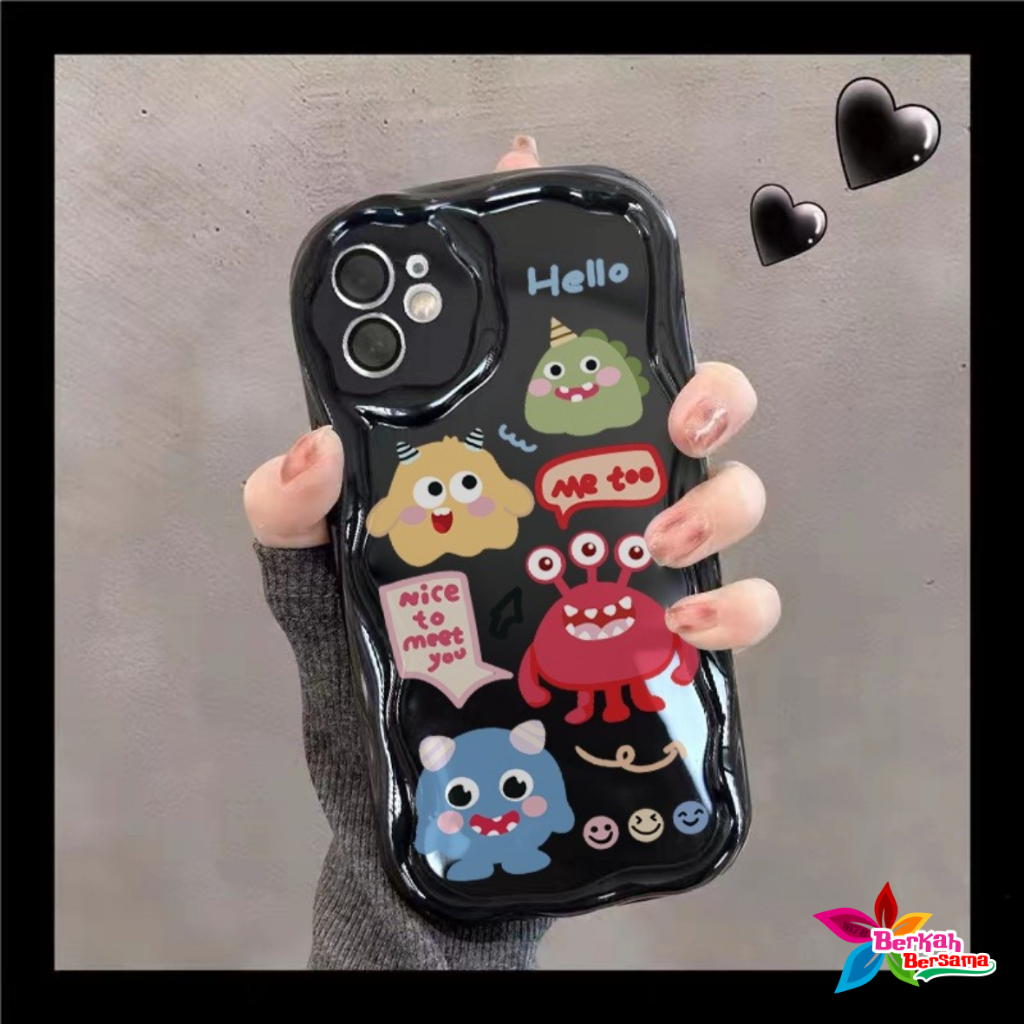 SS845 Kartun Little Monster Phone Case Untuk Infinix Smart 5 6 6 PLUS 7 HOT 20 30 20i 30i 12I 9 10 11 12 20 30 PLAY NOTE 12 TURBO 696 NOTE 12 PRO 30 30 PRO+ Kreatif Lucu Badut Lembut 3D Bergelombang Melengkung Penutup Tepi BB8857