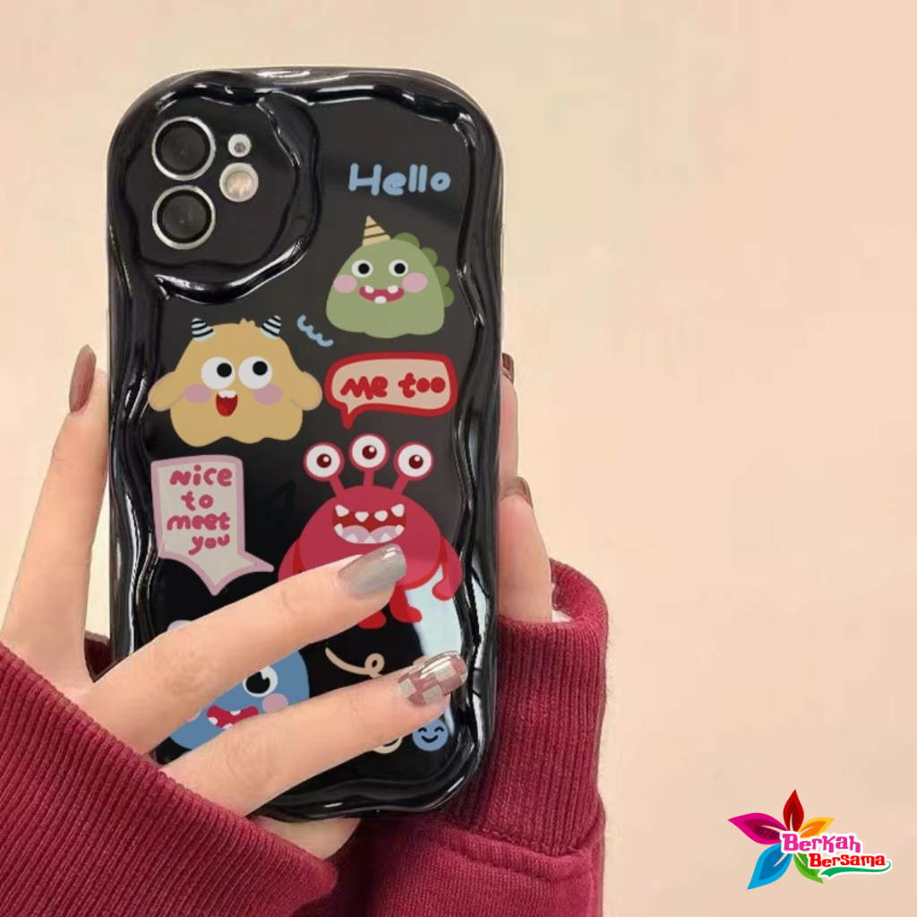 SS845 Kartun Little Monster Phone Case Untuk Infinix Smart 5 6 6 PLUS 7 HOT 20 30 20i 30i 12I 9 10 11 12 20 30 PLAY NOTE 12 TURBO 696 NOTE 12 PRO 30 30 PRO+ Kreatif Lucu Badut Lembut 3D Bergelombang Melengkung Penutup Tepi BB8857