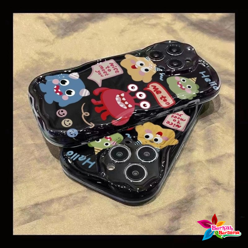 SS845 Kartun Little Monster Phone Case Untuk Infinix Smart 5 6 6 PLUS 7 HOT 20 30 20i 30i 12I 9 10 11 12 20 30 PLAY NOTE 12 TURBO 696 NOTE 12 PRO 30 30 PRO+ Kreatif Lucu Badut Lembut 3D Bergelombang Melengkung Penutup Tepi BB8857