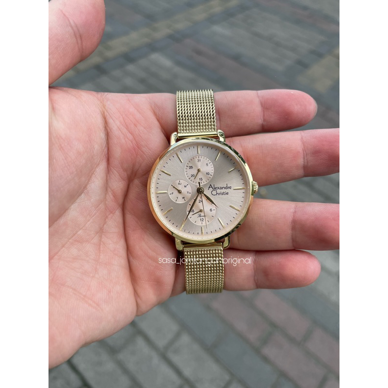 Jam Tangan Alexandre Christie Ac 2916 Original Gold Wanita