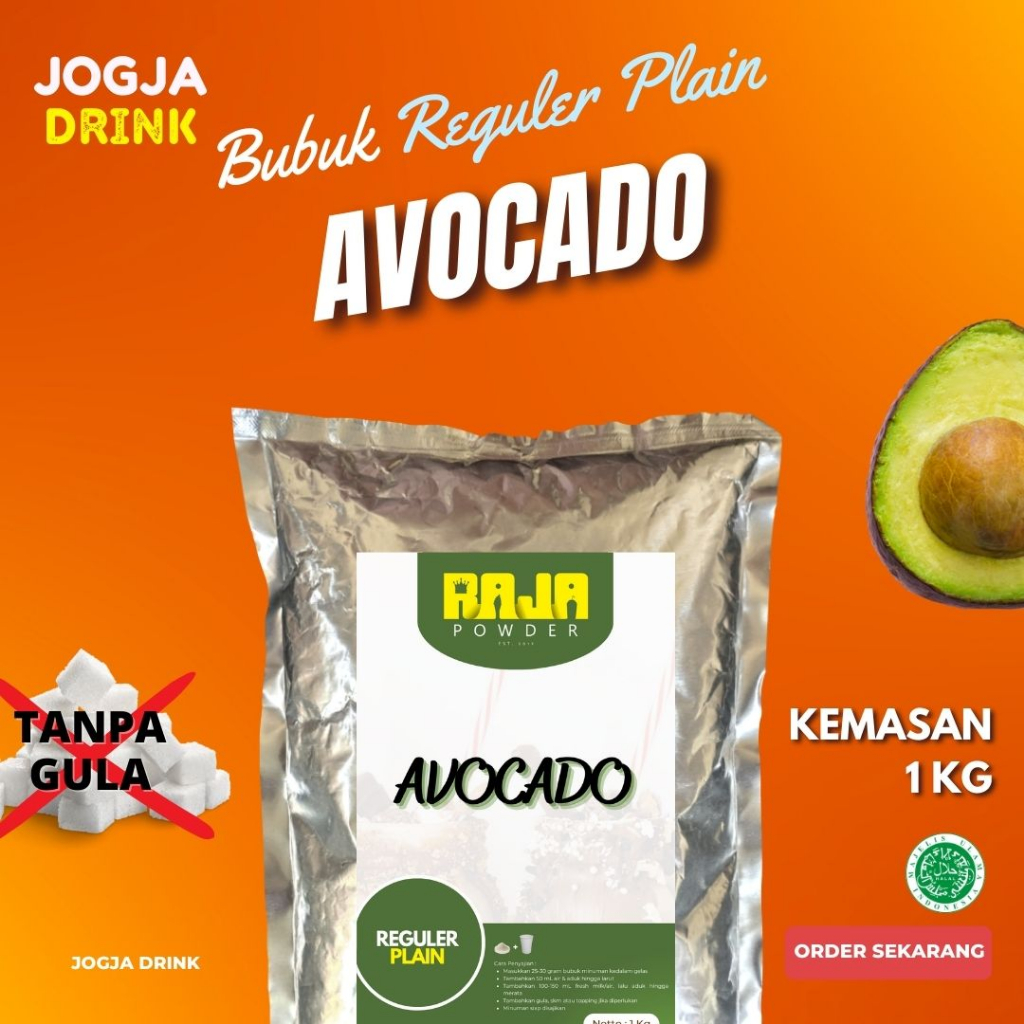 

Bubuk Minuman Rasa Buah Alpukat Kekinian Avocado Powder 1000 gram / 1 Kg Kiloan Reguler Premix Campuran Gula / Plain Original