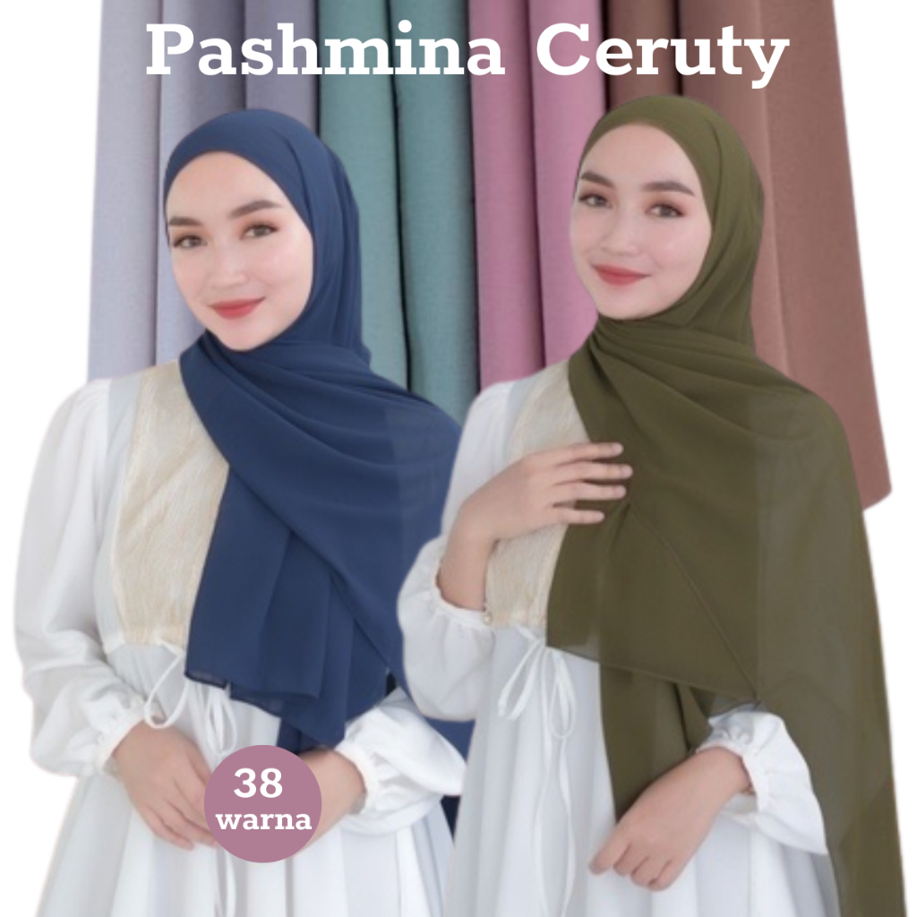 Ready 40 Warna  Pashmina Ceruty Babydoll 40 Warna | Hijab Jilbab Pasmina 180X75 Cm / Pashmina Panjan
