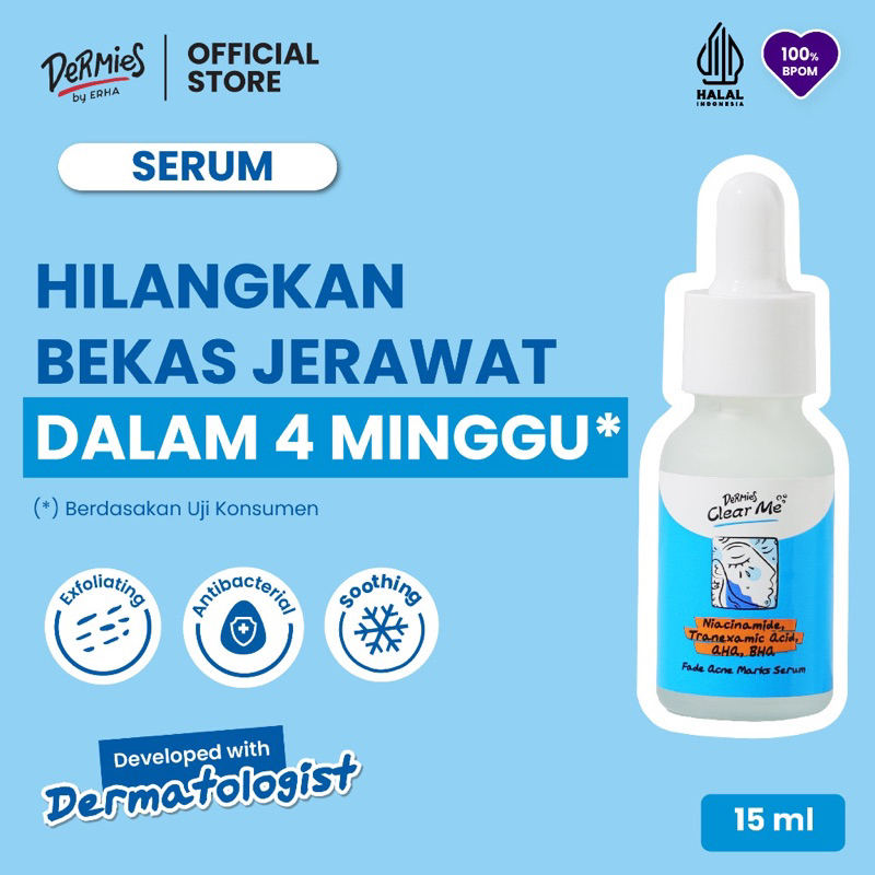DERMIES by ERHA - Clear Me Fade Acne Marks Serum Penghilang Bekas Jerawat 15ml Acne Marks dengan har
