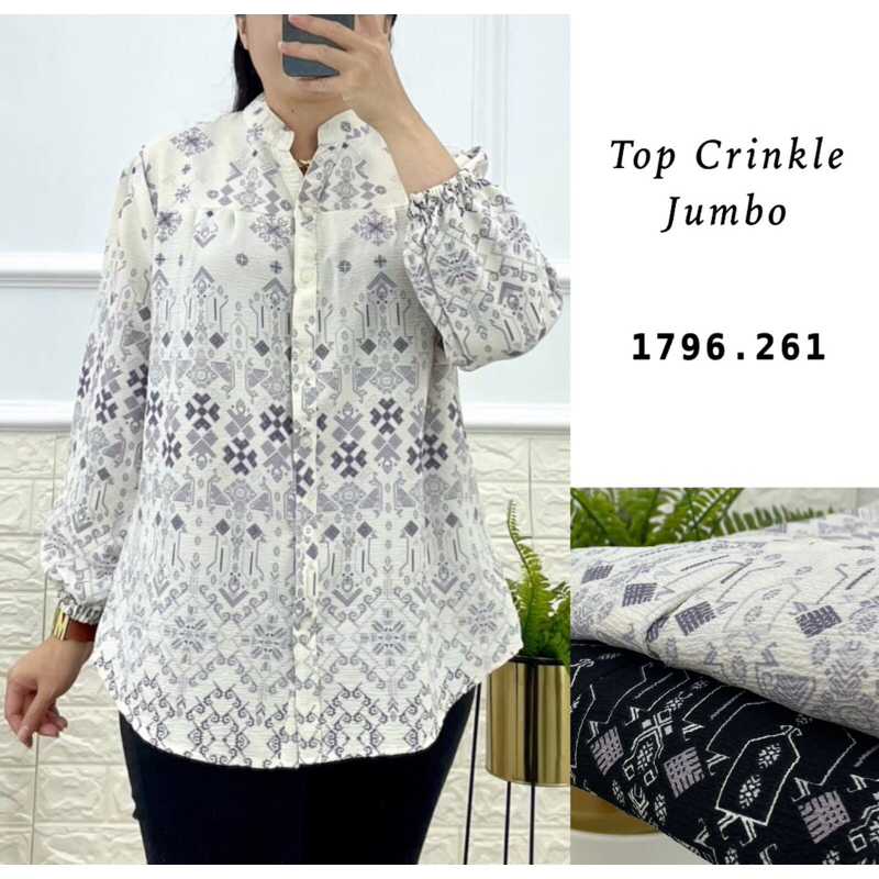 (❗️New❗️) Kemeja Wanita Blouse Wanita Bahan Crincle Rayon Warna Acak Motif Batik 3