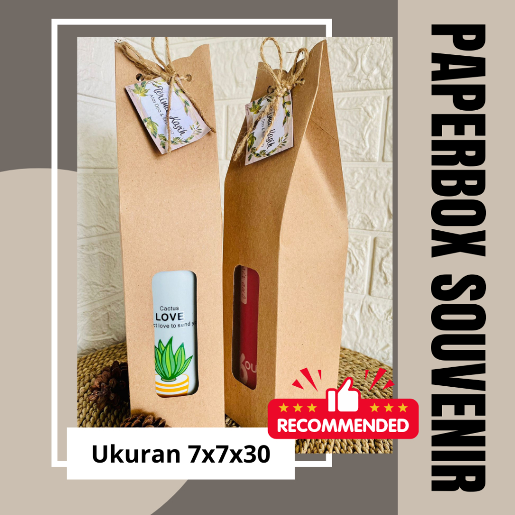 Paper box souvenir pernikahan botol paper kraft tebal Box souvenir botol/tumbler Craft 7x7x30 paperb