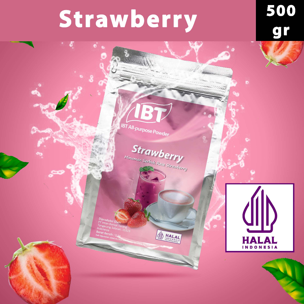 

Bahan Minuman Bubuk Rasa Strawberry Stroberi IBT Drink Powder 500gr