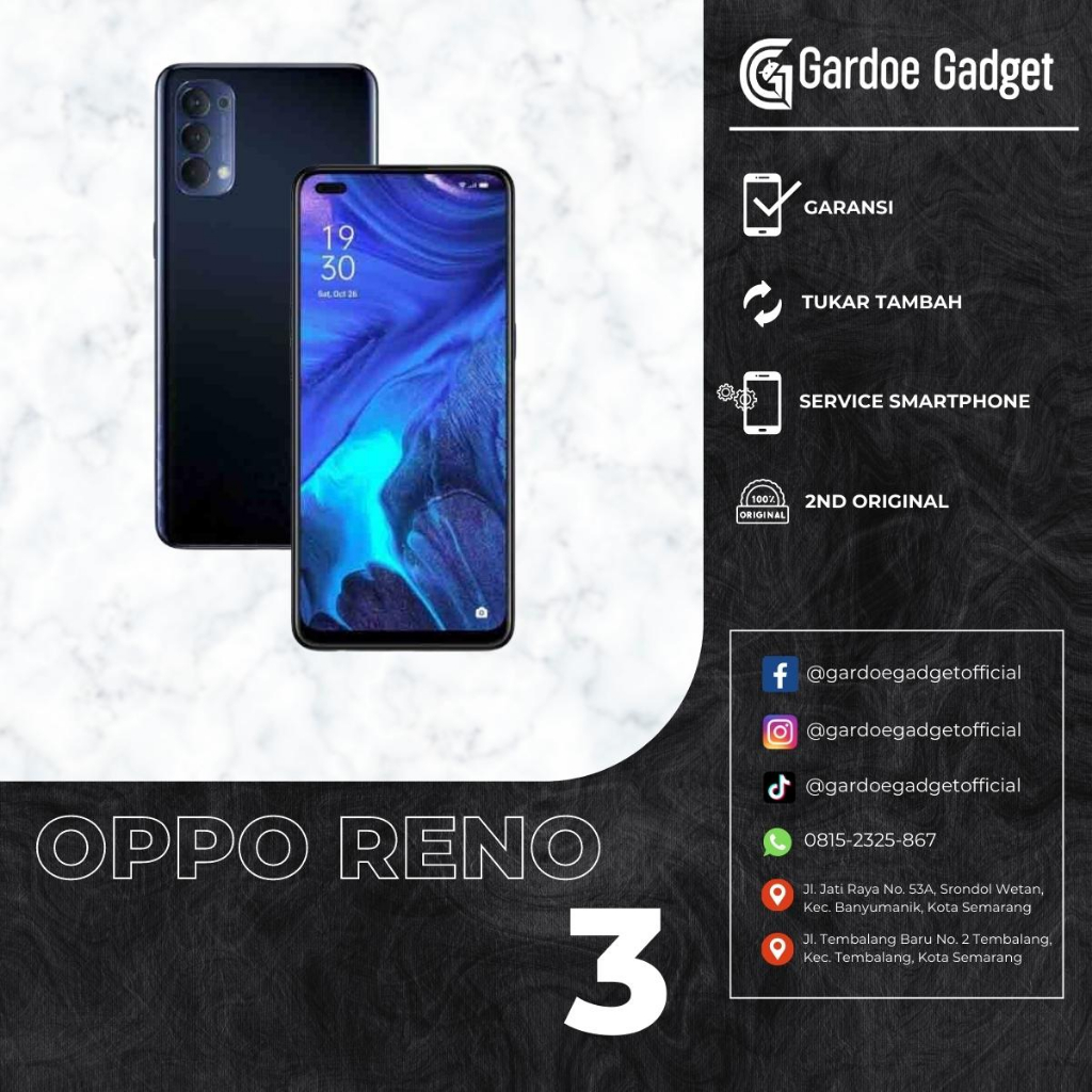 OPPO RENO 3 [8/256GB] HP SECOND ORIGINAL | Gardoe Gadget