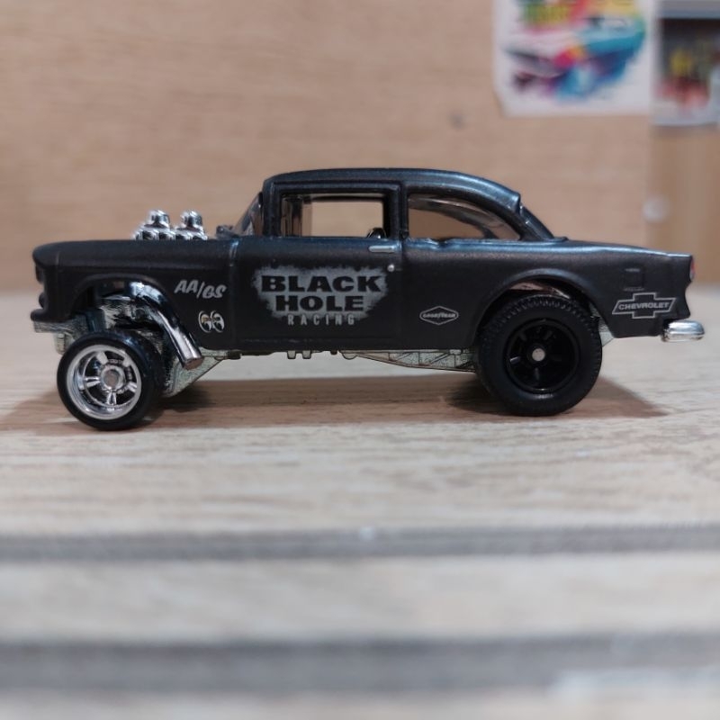 hot wheels 55 chevy bel air gasser hitam team transport collector set