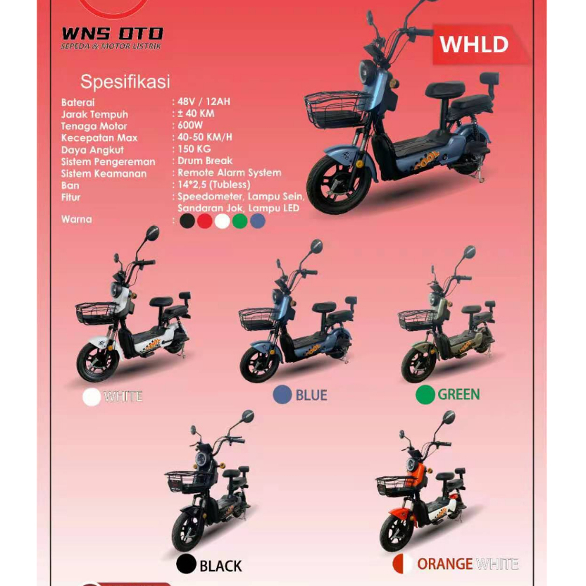 Sepeda Motor Listrik WNS OTO WHLD Roda Dua Dragon Fly Garansi SNI Mopet Setara Nimbuz Nimbuzz Motor 