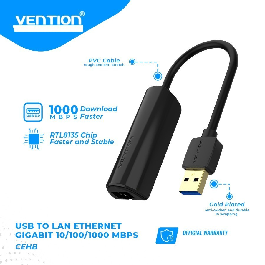 Vention USB to LAN RJ45 Gigabit USB3 to RJ45 Adapter CEH
