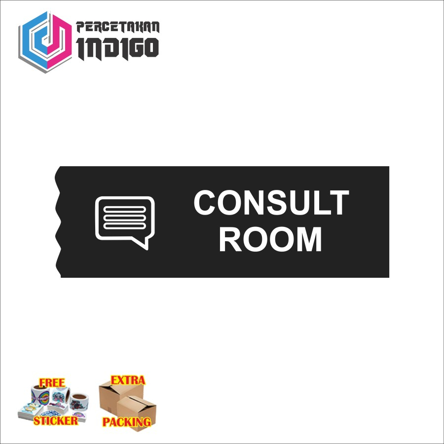 

sign papan akrilik acrylic hitam curly consult room