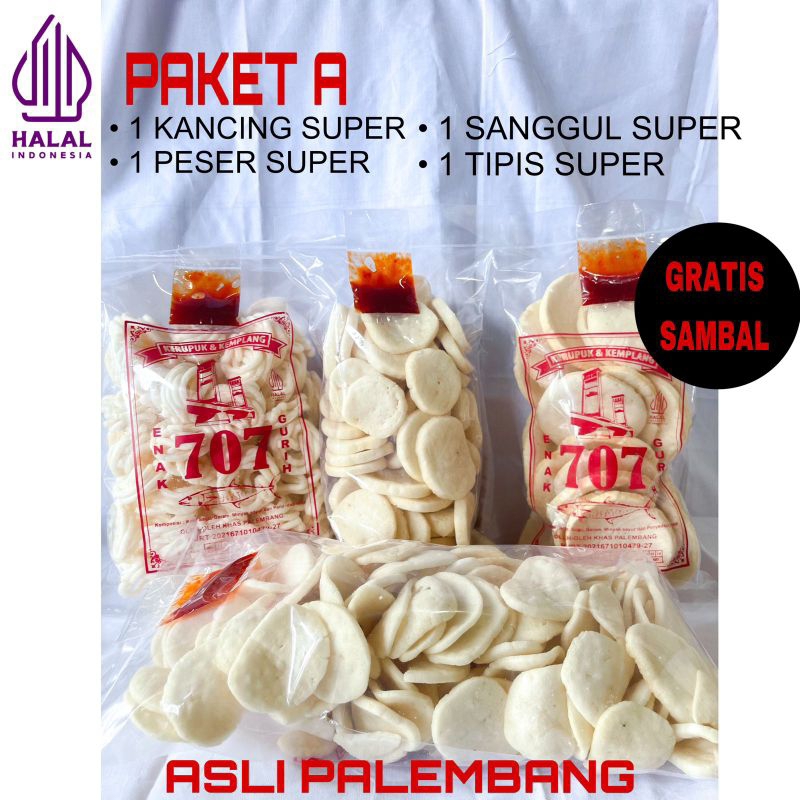 

kemplang kerupuk paket A (kancing,peser,tipis,sanggul super)707 khas Palembang