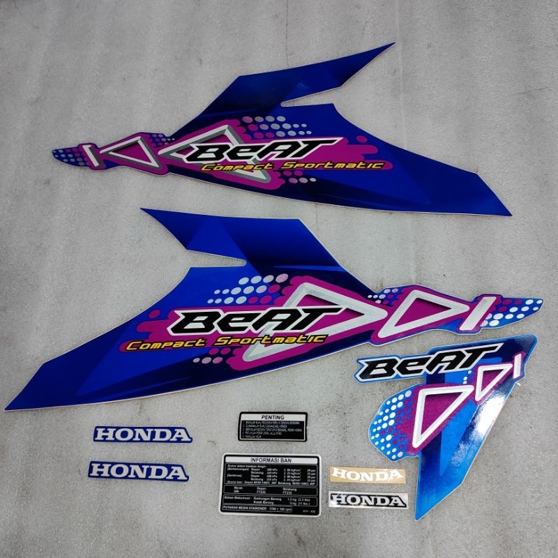 Stiker stripping striping decal graphic Honda Beat karbu karburator biru 2011 2012 ori original