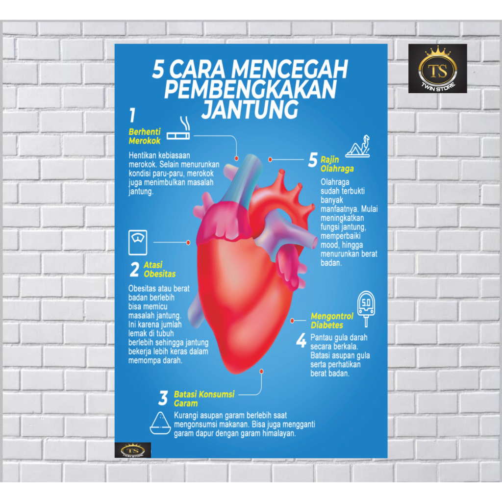 

Poster Kesehatan Tentang 5 Cara Mencegah Pembengkakan Jantung