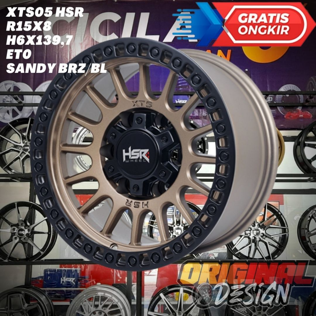 Velg Mobil Ring 15 HSR XTS05 R15 Lobang 6 Pcd 6X139,7 ET0 BRONZE BLACK