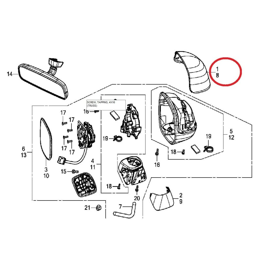 Cover Spion Civic 2013-2016, Civic FB Original Honda
