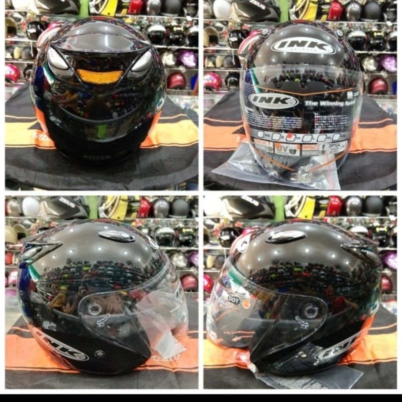 helm ink centro polos hitam kilat / helm ink centro original / ink centro polos hitam metalik / helm