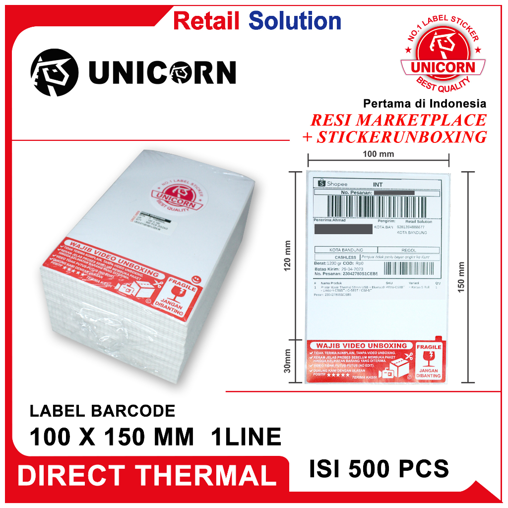 

RK Label Stiker Thermal Resi Alamat Pengiriman + Video Unboxing 100x150mm