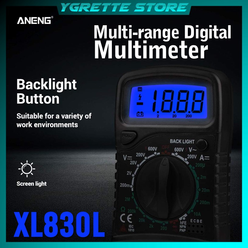 YGRETTE - XL830L Mini Digital Multimeter AC/DC Voltage Tester - XL830L XL-830 Multitester Avometer X