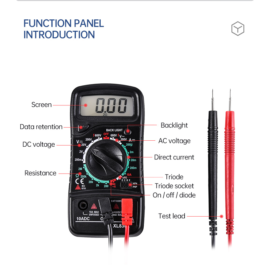 Yuyustore59 Ygrette - Xl830L Mini Digital Multimeter Ac/Dc Voltage Tester - Xl830L Xl-830