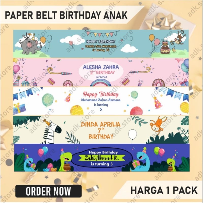 

[1 PACK] PAPER BELT ULANG TAHUN ANAK