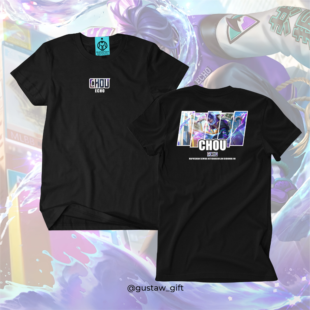GG T-Shirt CHOU Champion skin Echo Mobile Legends Kaos Custom Katun Slim-fitting