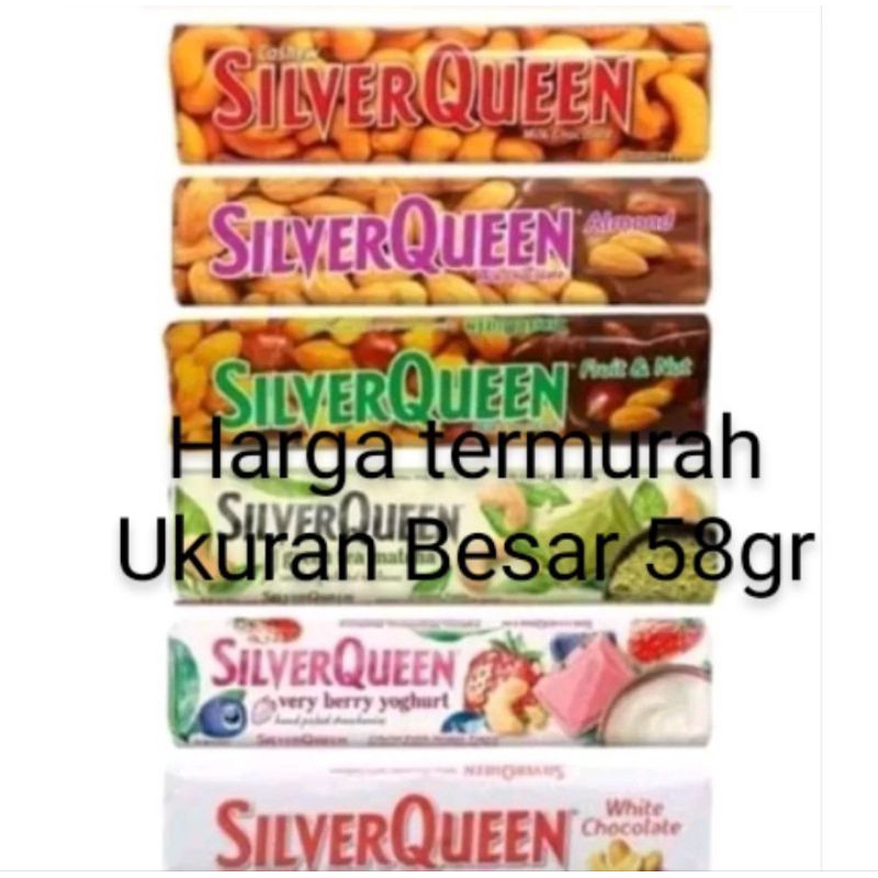 

Cokelat Silverqueen 58 gram. , cokelat Delfi 55 gr silver queen 58gr