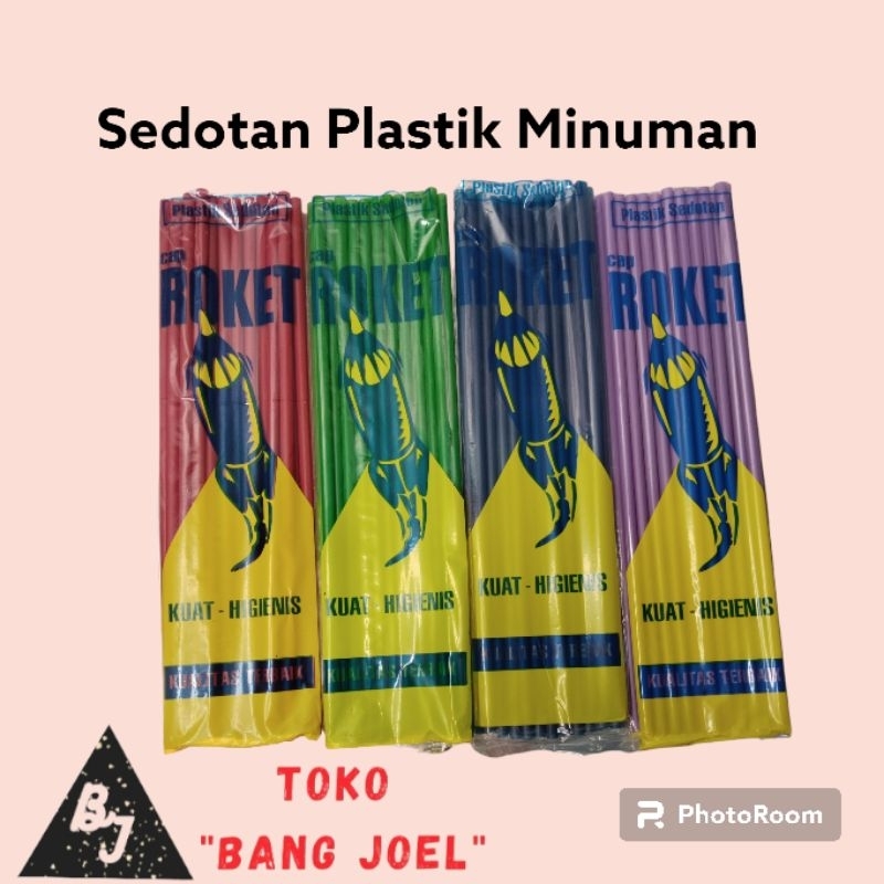 Sedotan Plastik Cap Roket / Sedotan Plastik Minuman Kecil / Sedotan Marimas / Sedotan Warna Warni / 