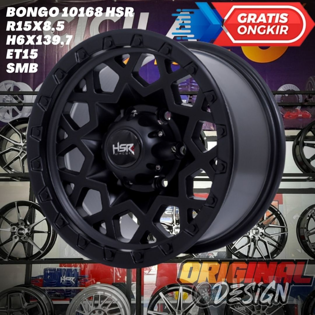 Velg Mobil Ring 15 HSR BONGO R15 LEBAR 8,5 LOBANG BAUT 6 ET15 BLACK