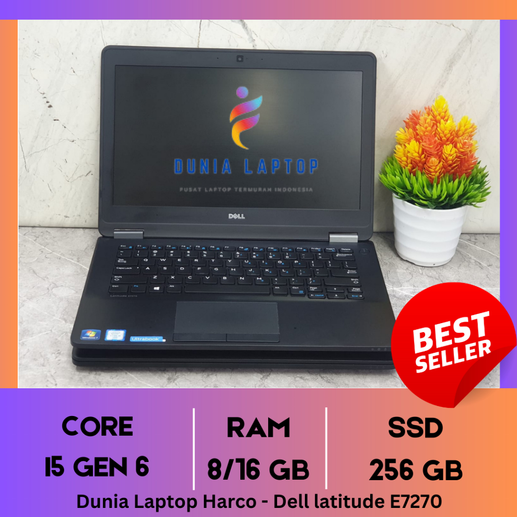 Laptop dell latitude E7270 - Intel core i5 gen 6 - Ram 8gb ssd 256 - Second original
