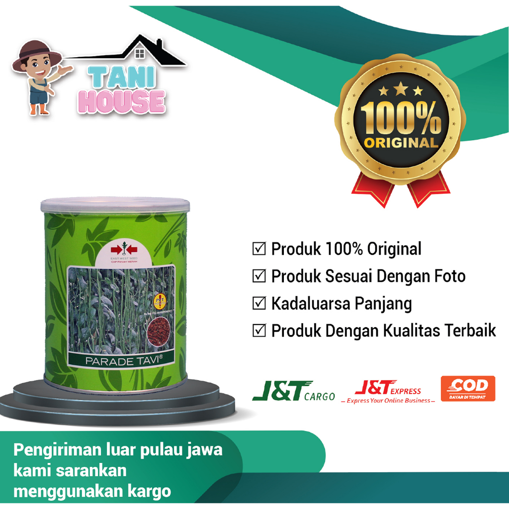 Benih Kacang Panjang Parade Tavi 500Gram Kemasan Kaleng Pabrik Cap Panah Merah