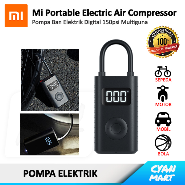 Xiaomi Mijia Portable Compressor Pompa Ban Mobil Motor Sepeda Elektrik Wireless Original