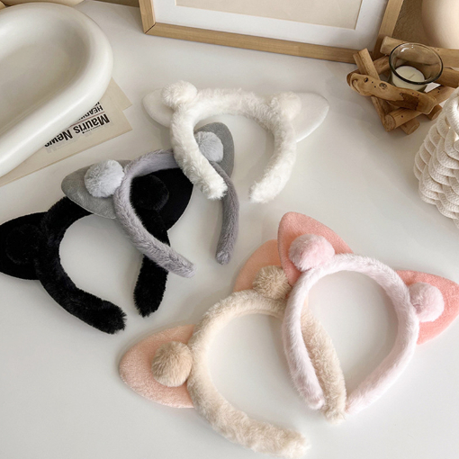 Bando Korea Wanita Anak Perempuan Lucu Motif Kuping Kucing / Bando Bulu Telinga Kucing / Bandana Mot