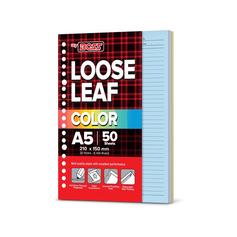 

LOOSES LEAF BIGBOSS RAIBOW A5 50 ISI BINDER BIGBOSS A5 RAINBOW 50 LEMBAR