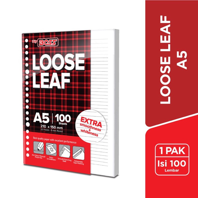 

LOOSE LEAF BIGBOSS A5 GARIS 100 LEMBAR ISI BINDER BIGBOSS 100 LEMBAR