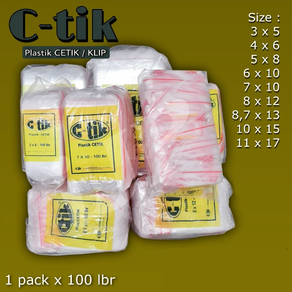 [100pcs] Plastik Klip C-Tik Ukuran 6x10/7x10 / Plastik Cetik