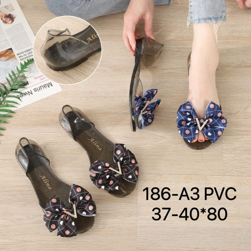sepatu sandal wanita teplek import pita karet jelly