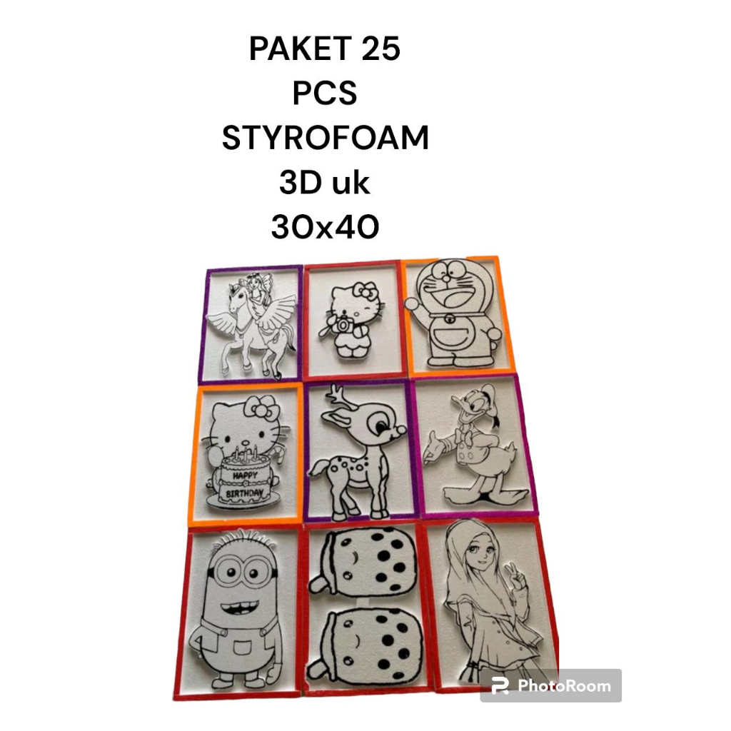 

(25 Pcs) Lukis Sterofoam 3D UK 30X40 / Styrofoam 3 Dimensi / Sterofoam Lukis Timbul
