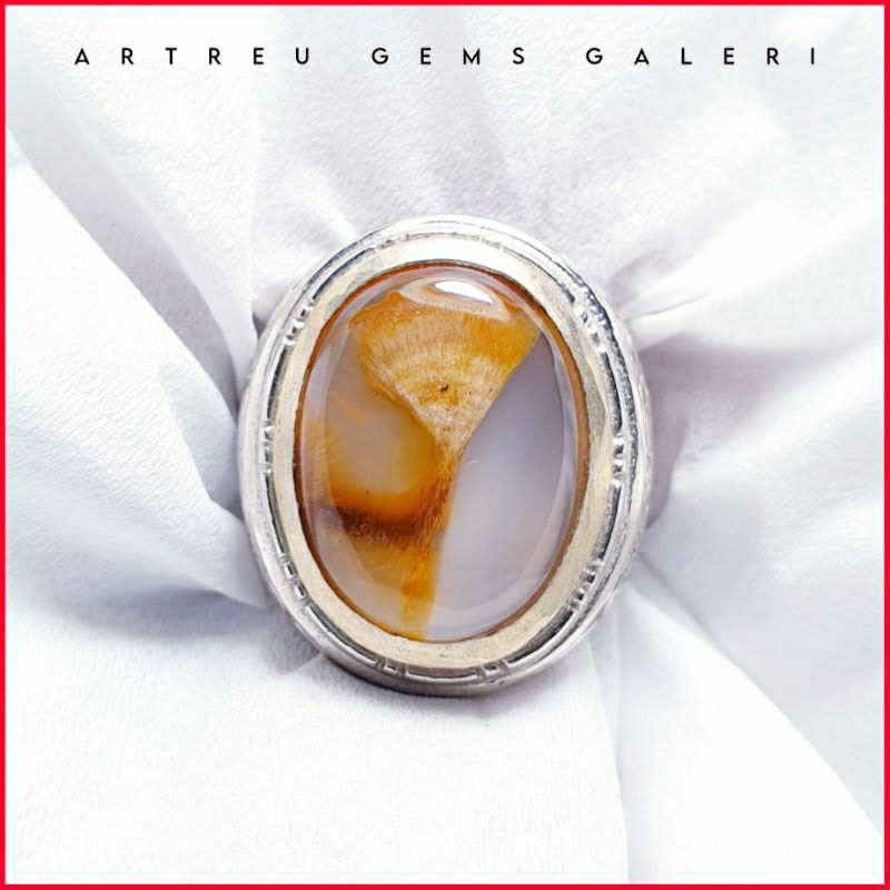 Batu Cendana Serat Emas Unik | COD Bisa | Cincin Batu Akik Ring 5 - 10
