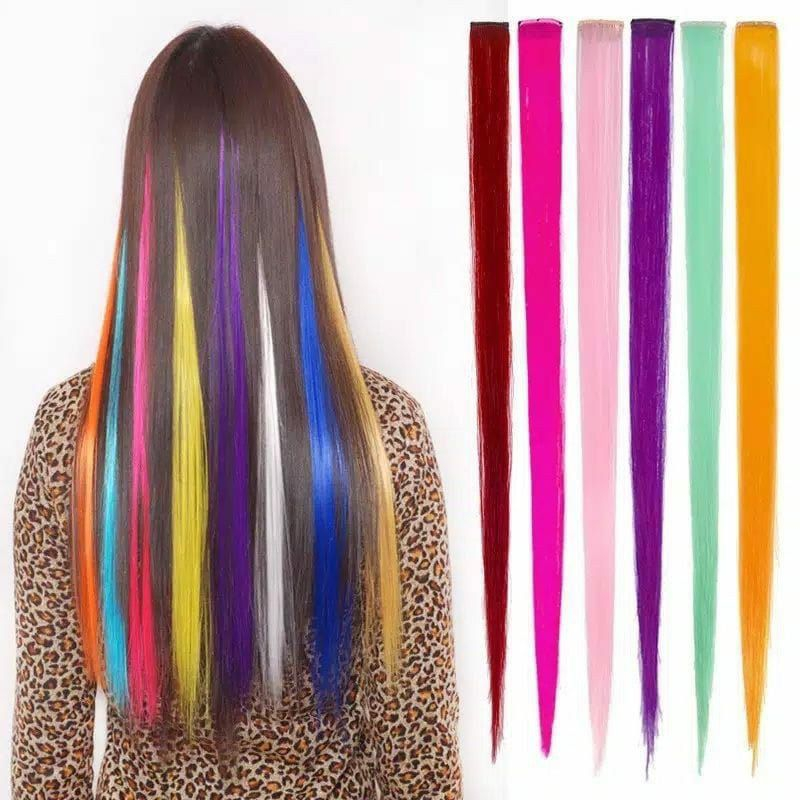[PHINKL] Hair Clip Warna warni untuk highlight rambut tempelan sambung hair extension