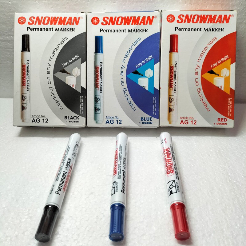 

Snowman Permanent Marker AG 12 Spidol Penanda Permanen