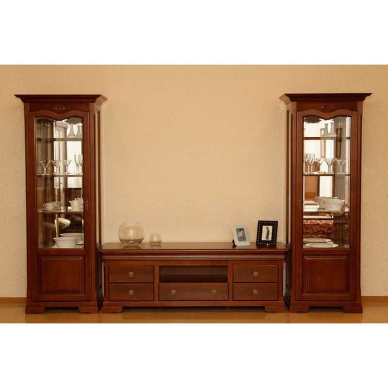 BUFET TV KAYU JATI_LEMARI HIAS KACA_CABINET TV MODERN