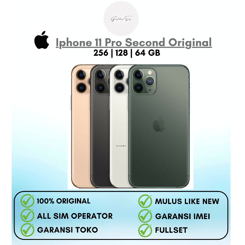 Iphone 11 Pro 256/128/64Gb Original Second Fullset Mulus / HP Iphone 11 Pro Second Ori Ex Inter 256/128/64Gb / Apple Iphone Pro Bekas Ex Inter Mulus Fullset
