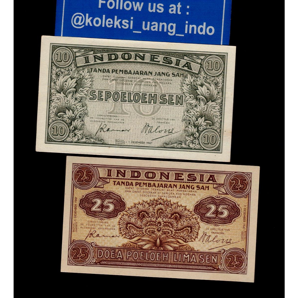 Uang Kuno 10 dan 25 Sen Federal 1947 Gress