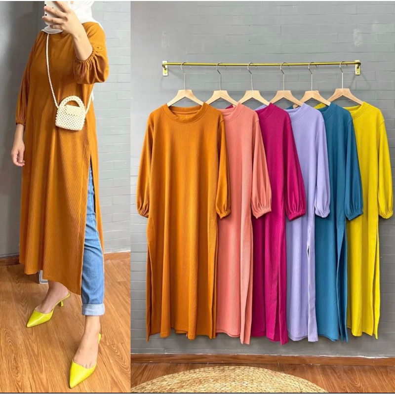 Tania Long Tunik Knit Hornets Premium|Tunik Knit Jumbo|Atasan Wanita|Tunik Knit Hornet Jumbo Premium