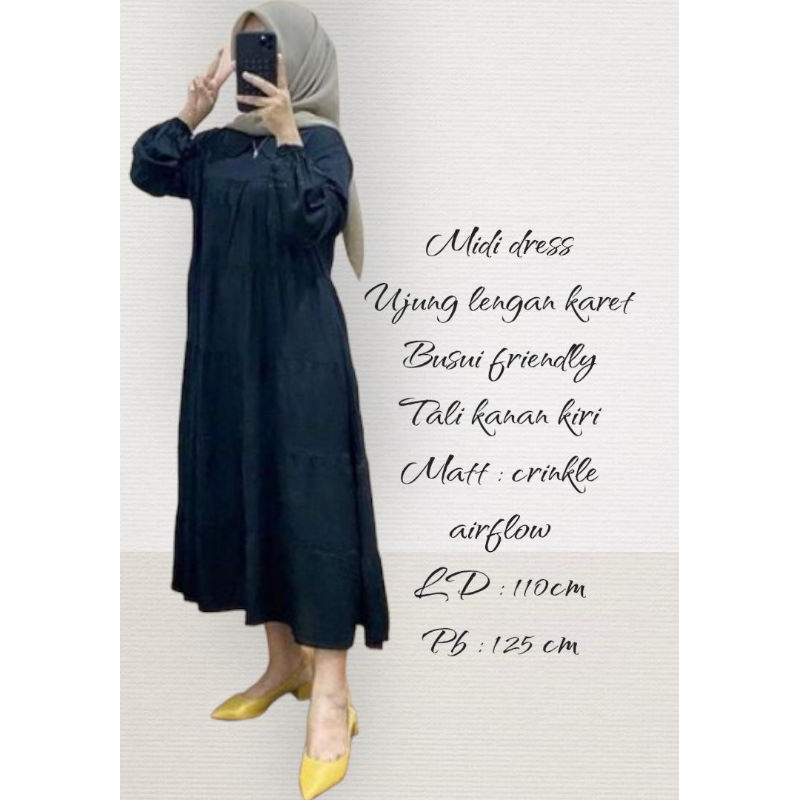 Midi crinkle airflow Midi crinkle Jumbo Midi crinkle Hitam Midi crinkle putih Midi dress
