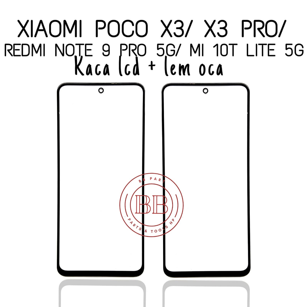 Original Kaca LCD + Lem OCA Xiaomi Poco X3 / X3 Pro / Redmi Note 9 Pro 5G / Mi 10T Lite 5G