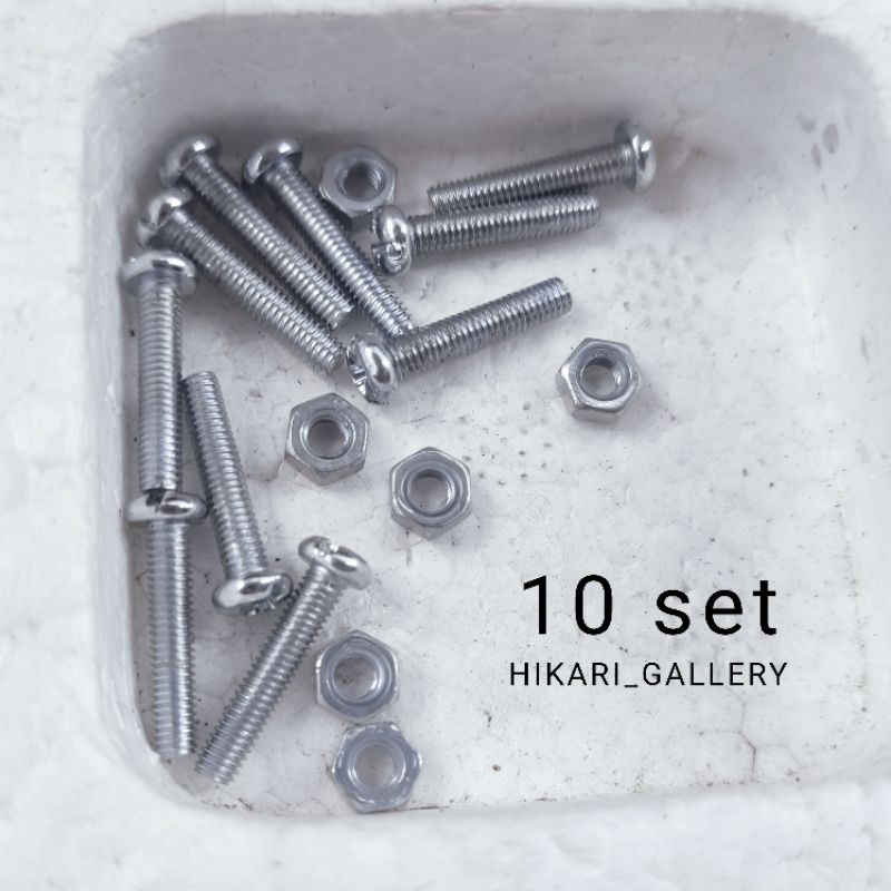 [10 Set] BAUT + MUR 3x15mm Transistor TOSHIBA dan SANKEN / Mur Baut untuk TR Toshiba dan Sanken