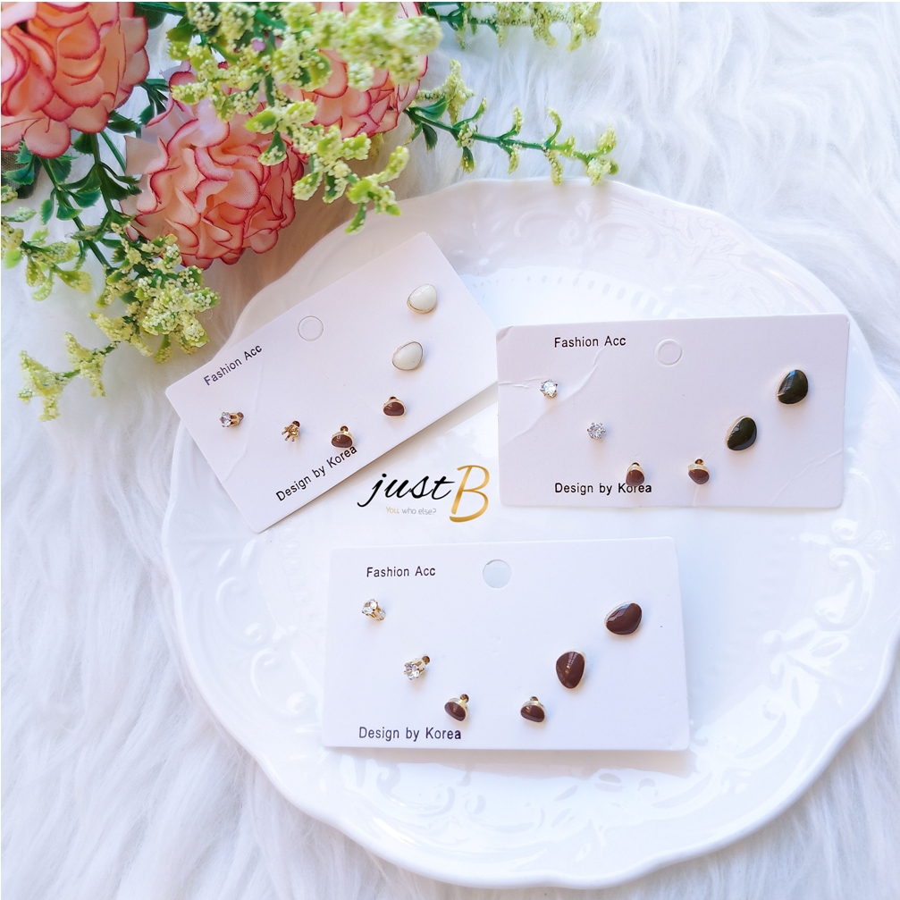 Anting Korea 1 Set 6 Pcs Aesthetic Earthy Mini Stud E020